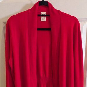 Faded Glory Womens Size Plus 2XL (20) Long Sleeve Red Sweater Shrug Cardigan